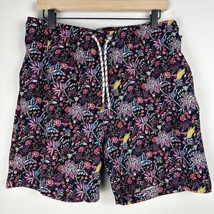 Consequence Floral Swim Trunks Mens XL Multicolor Elastic Waist Mesh Lined